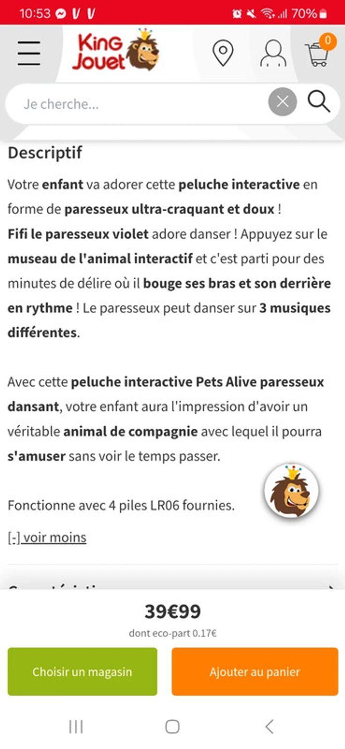 Fifi le paresseux Pets Alive - photo numéro 3