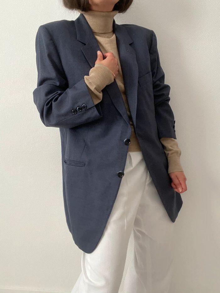 Oversized blazer bleu  100% laine - photo numéro 16