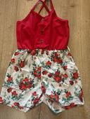 Combi short fleur rouge