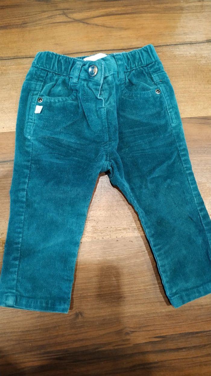 Pantalon velours bleu canard 6 mois - photo numéro 1