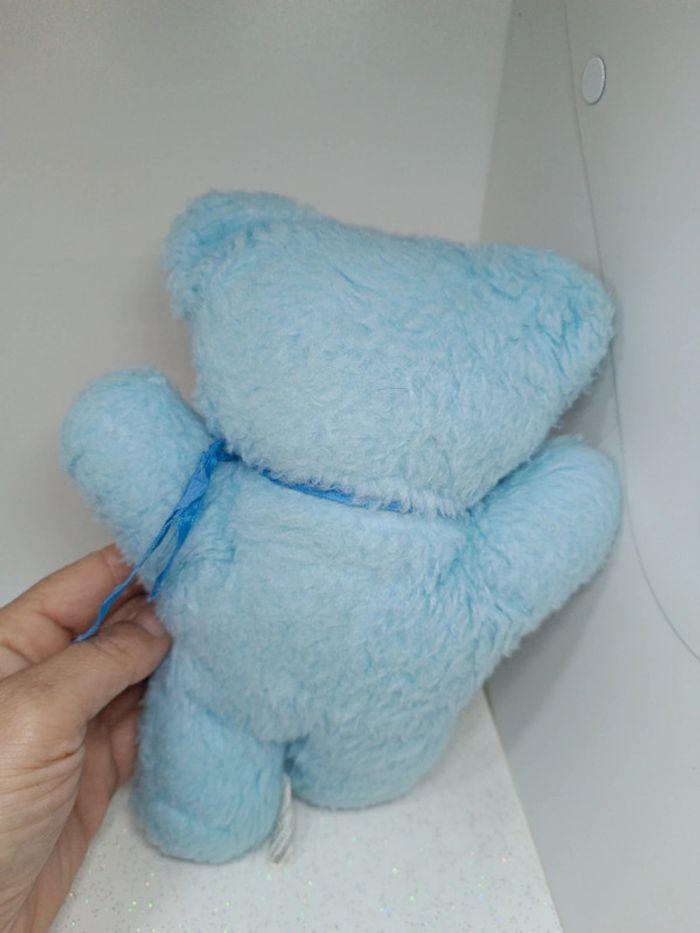 Nounours ours Teddy Bear ourson bleu blue ciel clair vintage petit small minouche tire langue - photo numéro 6