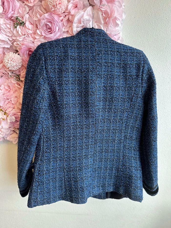 Veste chic Nafnaf en tweed bleu, taille 36 - photo numéro 6