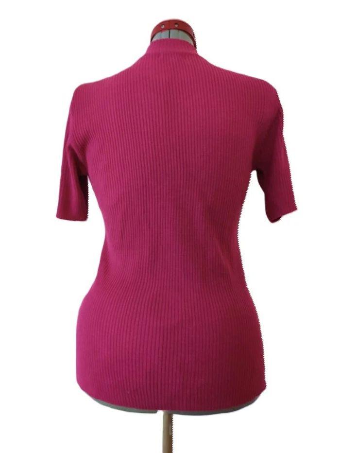 Pull côtelé manche courte Fuschia Bleu bonheur Taille 50/52 - photo numéro 3