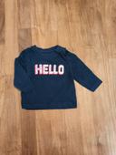 T-shirt bleu marine hello 3/6mois Primark