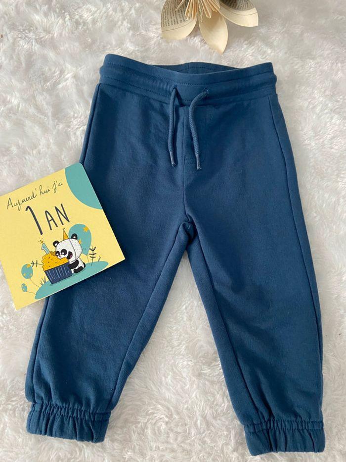 Pantalon  jogging bleu petrole petit 12 mois Gemo neuf - photo numéro 1