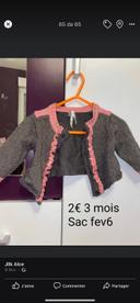 Gilet / boléro brun et rose (fille 3 mois)