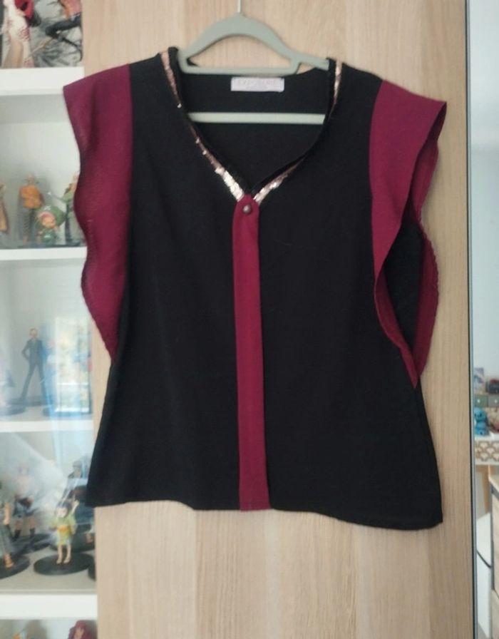 Blouse noir et bordeaux Exposure - Taillle M 38