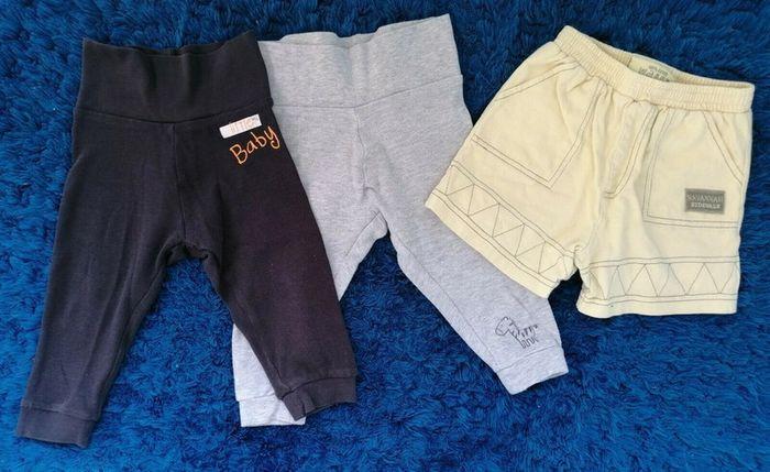 lot 2 pantalons jogging leger + 1 short coton Lupilu 74/80cm 9/12mois - photo numéro 1