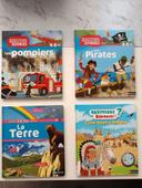 Lot de 4 livres Questions et Réponses Pompiers Pirates La Terre Cowboys Indiens