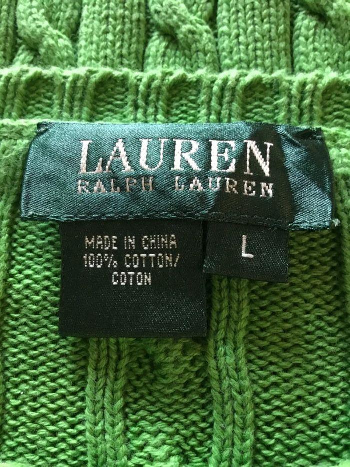 Pull col rond torsadé pour femme Lauren Ralph Lauren vert pomme taille L 067 - photo numéro 9