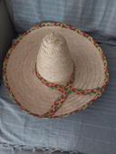 Sombrero Mexique paille   beige avec ruban