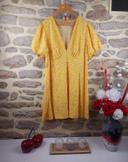 Robe manches bouffantes jaune et multicolore Femme taille 54 marque Boohoo 🍬