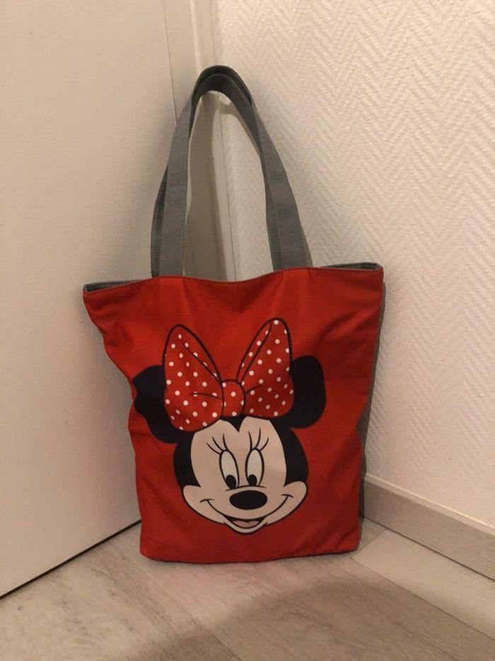 Sac tote bag en tissu très épais et solide avec fermeture zippée et tête de Minnie Mouse - photo numéro 6