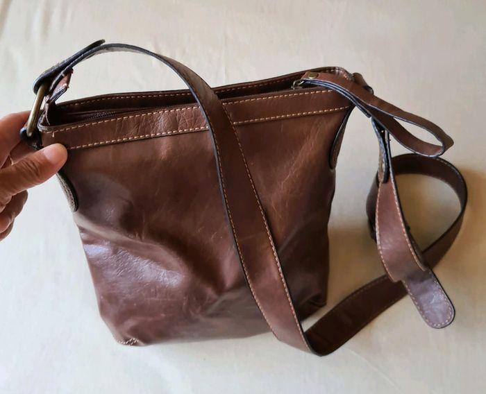 Sac à bandoulière simili cuir marron - photo numéro 1