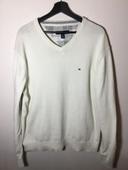 Pull col en v taché pour homme Tommy Hilfiger crème taille XL 013