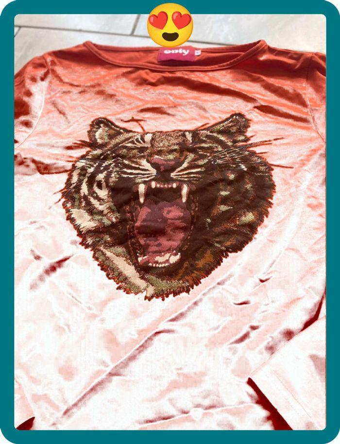 T shirt manches longues motif tigre taille S « only » - photo numéro 2