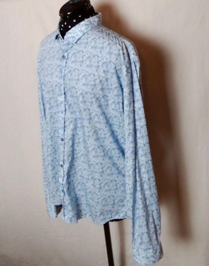 Chemise manches longues à motifs bleue Zen and Zen slim fit taille XL - photo numéro 3