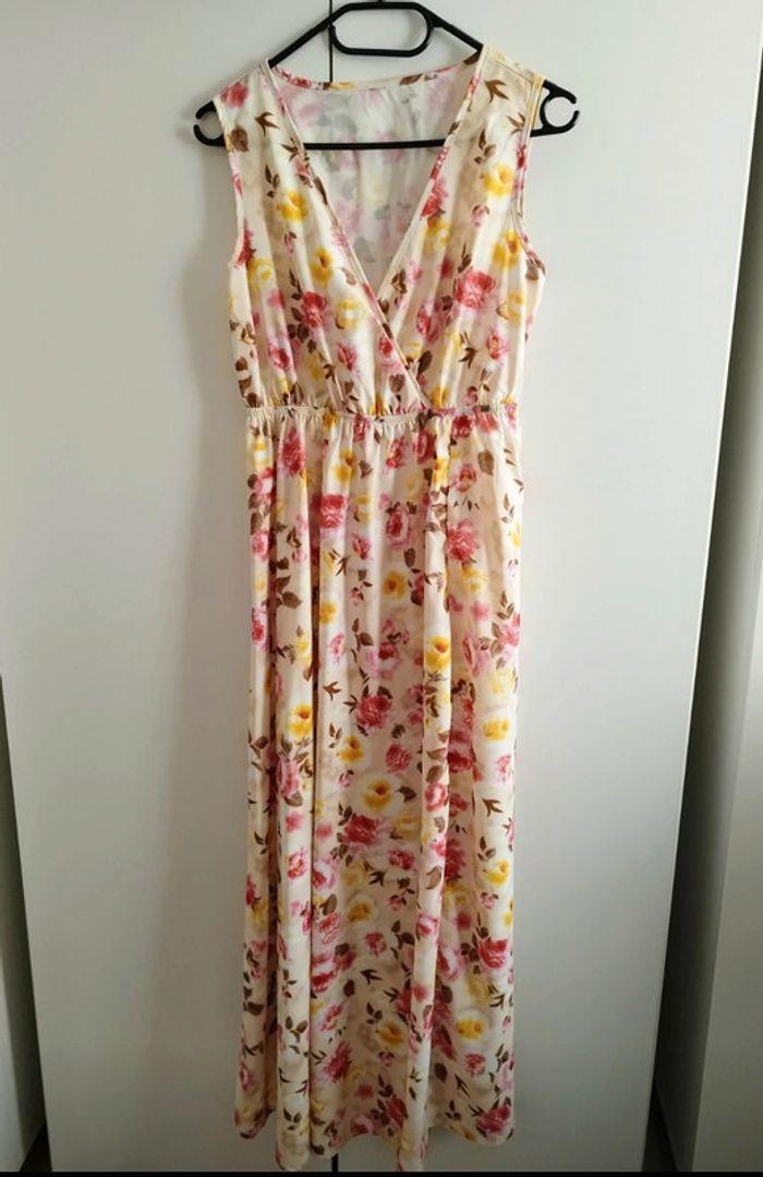 Robe longue fine a fleurs été et soirée fendue femme taille S, 36  💛 - photo numéro 3