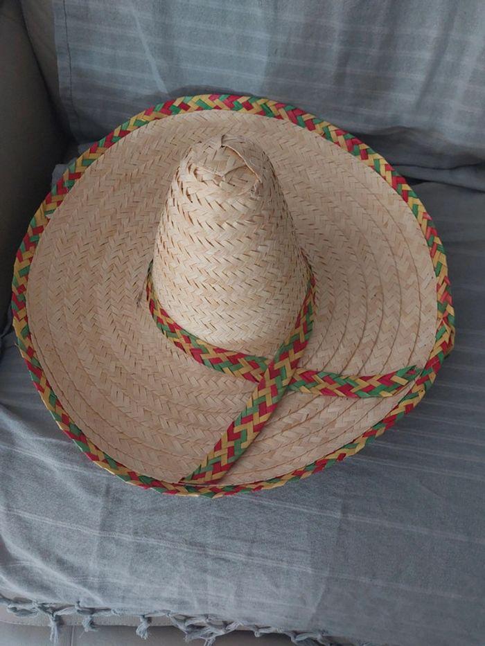 Sombrero Mexique paille   beige avec ruban - photo numéro 1