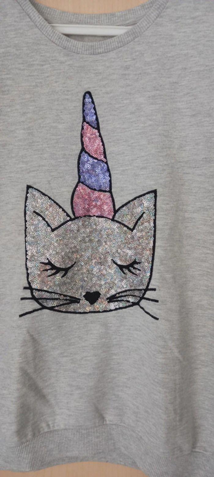 Pull gris fille chat. C&A. 12/14ans - photo numéro 3