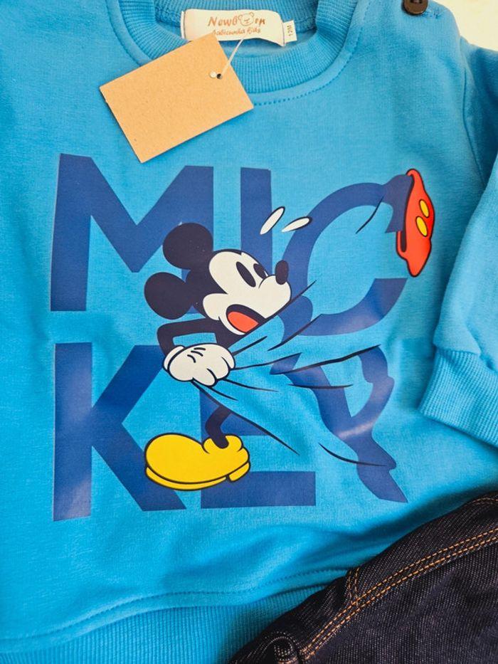 Hauts manches longues et pantalon mickey mouse bleu/Babo e cunha-12mois - photo numéro 2