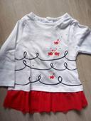 T-shirt ML blanc et rouge tulle 12M