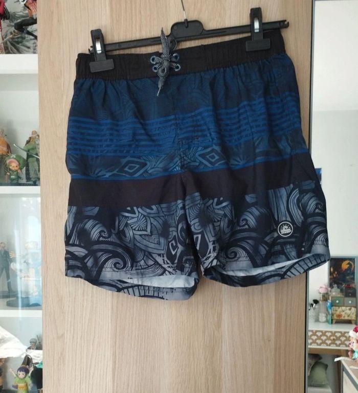 Short de bain bleu, noir et blanc longboard - Taille M