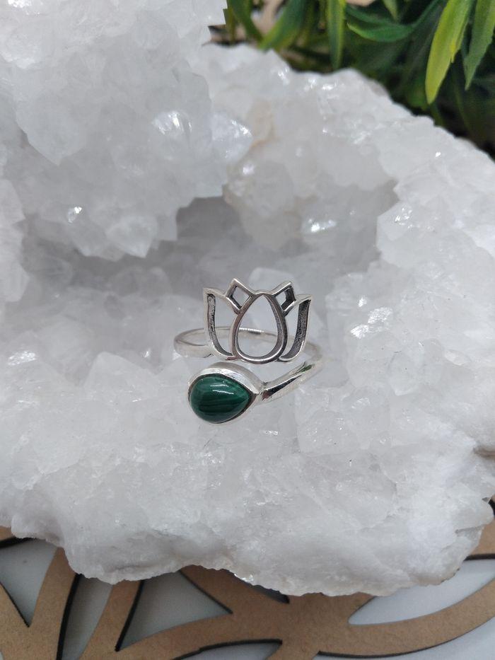 Bague lotus malachite - photo numéro 2