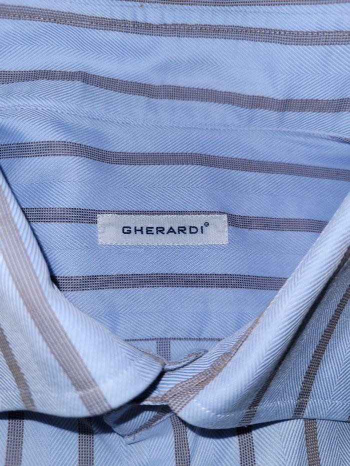 Chemise Gheradi rayée bleue vintage homme taille 42 en très bon état - photo numéro 8