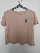 T-shirt crop top à manches courtes femme - rose pâle - S / 36 - Undiz