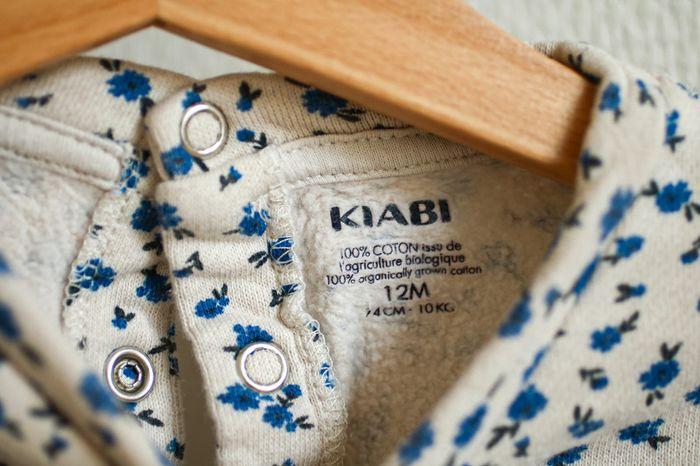 Sweat blanc fleurs bleues, Kiabi bio, 12 mois - photo numéro 3