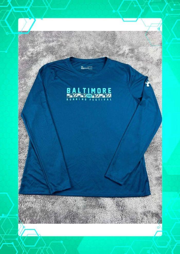 👕 T-shirt Manche Longue de sport Under Armour Baltimore Running Festival Bleu Marine Taille XL 👕 - photo numéro 1