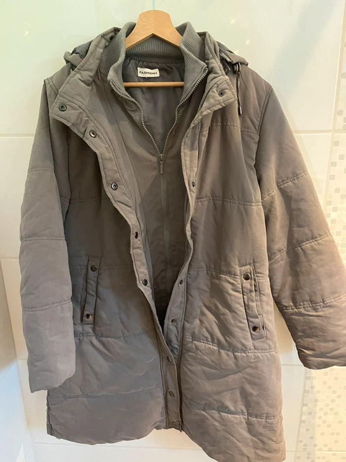 Doudoune / parka gris taupe marque Fashion + très bon état 42 44 - photo numéro 3