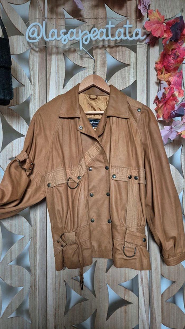 Veste en cuir camel fabrication italienne - photo numéro 8