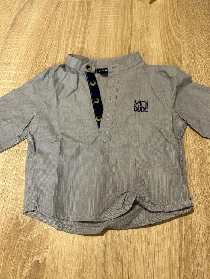 Chemise bleu col mao - photo numéro 1