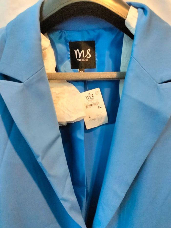 Veste de tailleur  manche courte bleu neuf t52 - photo numéro 3