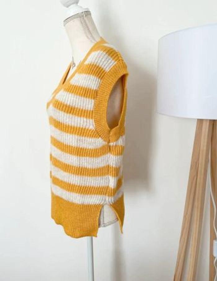 Pull sans manches vintage jaune et blanc Trendyol taille S/36 - photo numéro 5