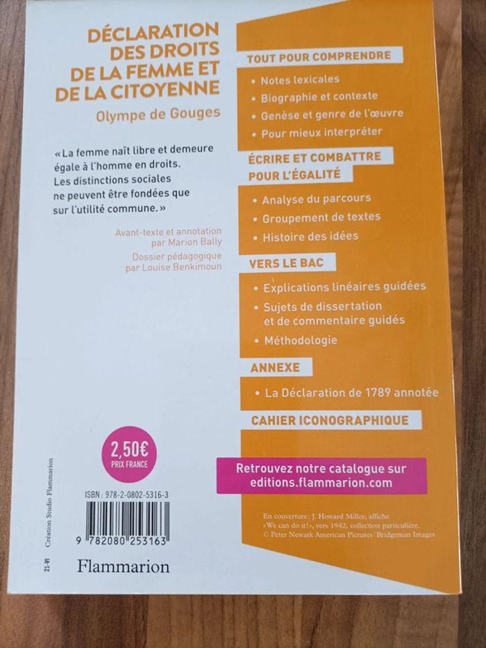 Livre neuf de la déclaration des droits de la femme et de la citoyenne avec parcours - photo numéro 4