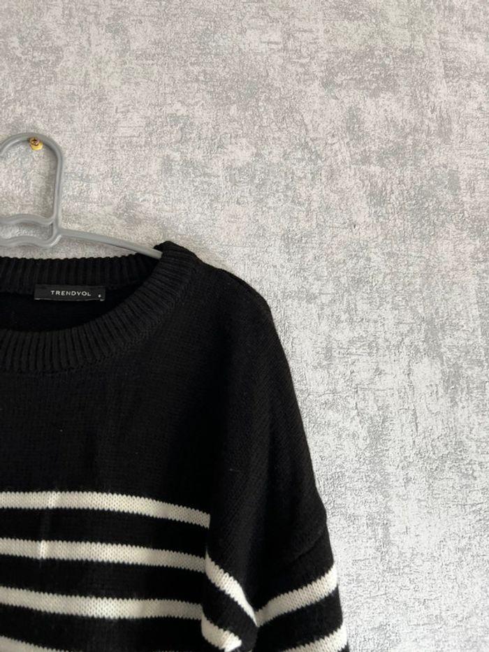 Pull marinière noir et blanc Trendyol Taille S - photo numéro 3