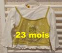 Tee shirt manche longue blanc avec débardeur vert anis motif chat Culbuto Taille 23 mois