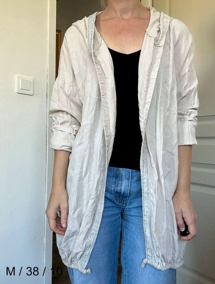 Veste légère longue beige Made In Italy taille 38 💖 - photo numéro 4