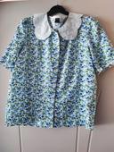 Blouse bleu fleurie