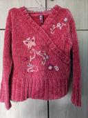 Pull rose maille velours brodée 5 ans  KMG