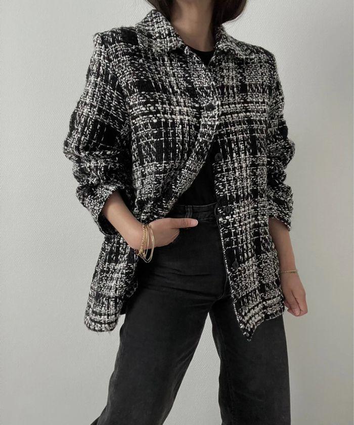 Veste chemise style tweed noir/blanc - photo numéro 11