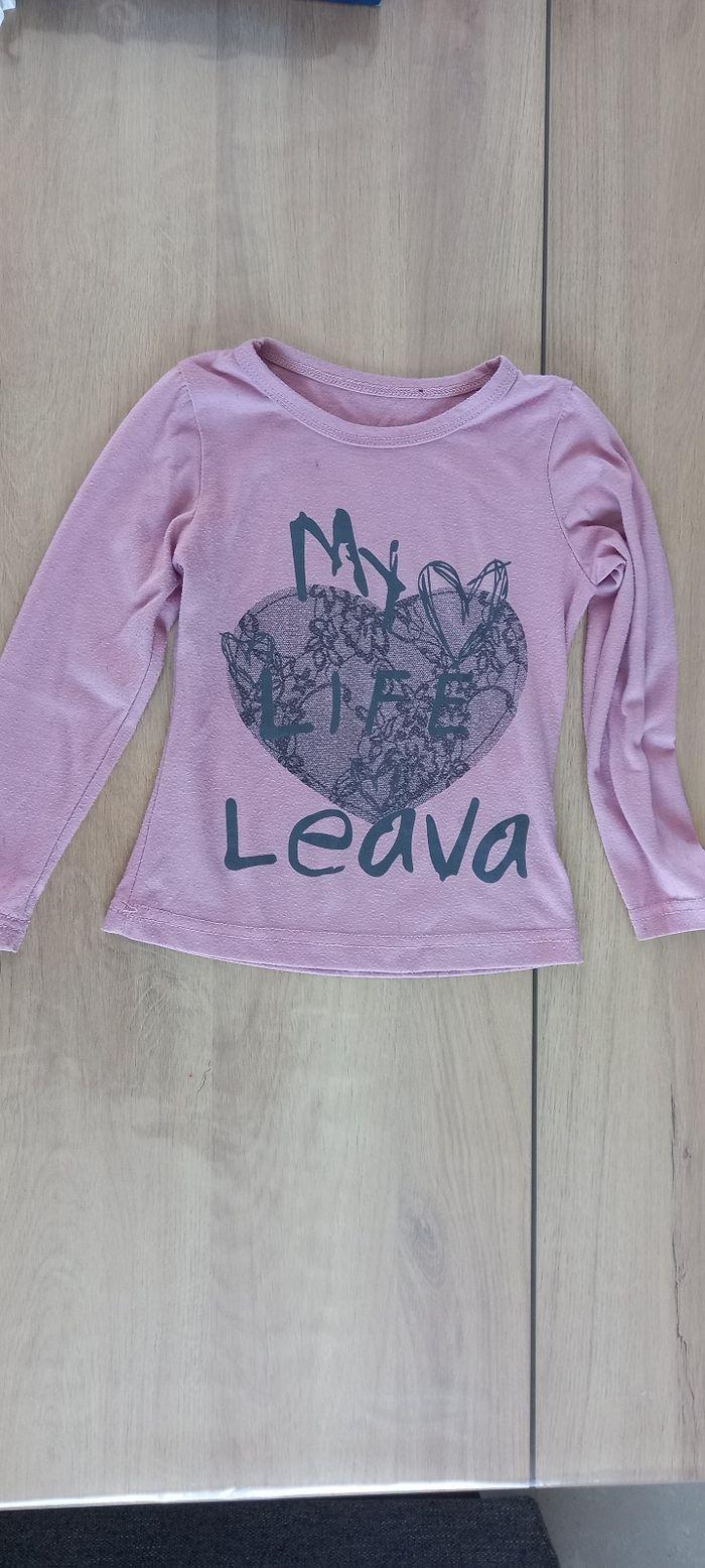 T shirt 3 ans cœur manche longue mauve