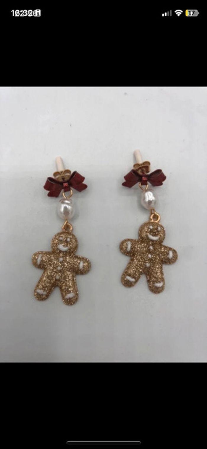 Jolie boucles d’oreilles bonhomme sablés de Noël neuf - photo numéro 1