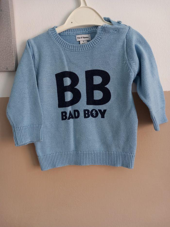 Pull et ensemble  partons et pull de bébé  3 mois garcon - photo numéro 1