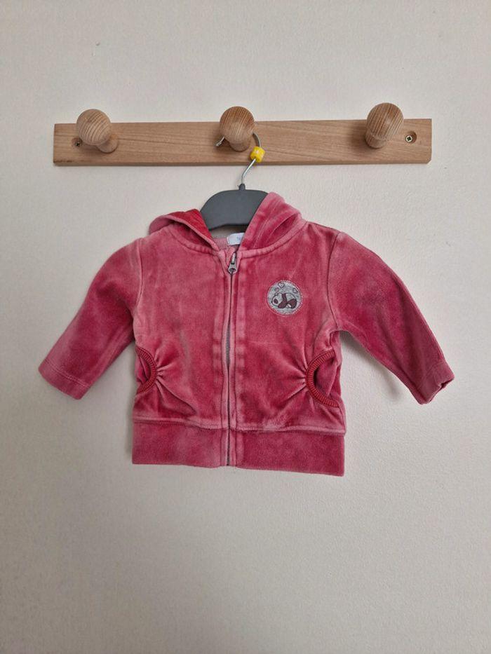 Veste à capuche bébé fille Rose avec motif panda 3 mois Tex Baby - photo numéro 1