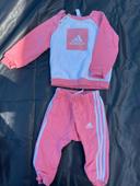 Ensemble adidas rose et blanc fille 9/12 mois