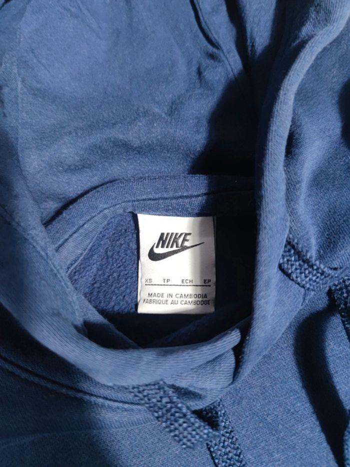 Sweat à Capuche Nike Bleu Marine Logo Brodé Blanc Taille XS Homme - photo numéro 5